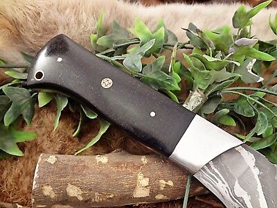 15" long Damascus steel Eagle Kukri Knife, 10" full tang blade, Leather sheath