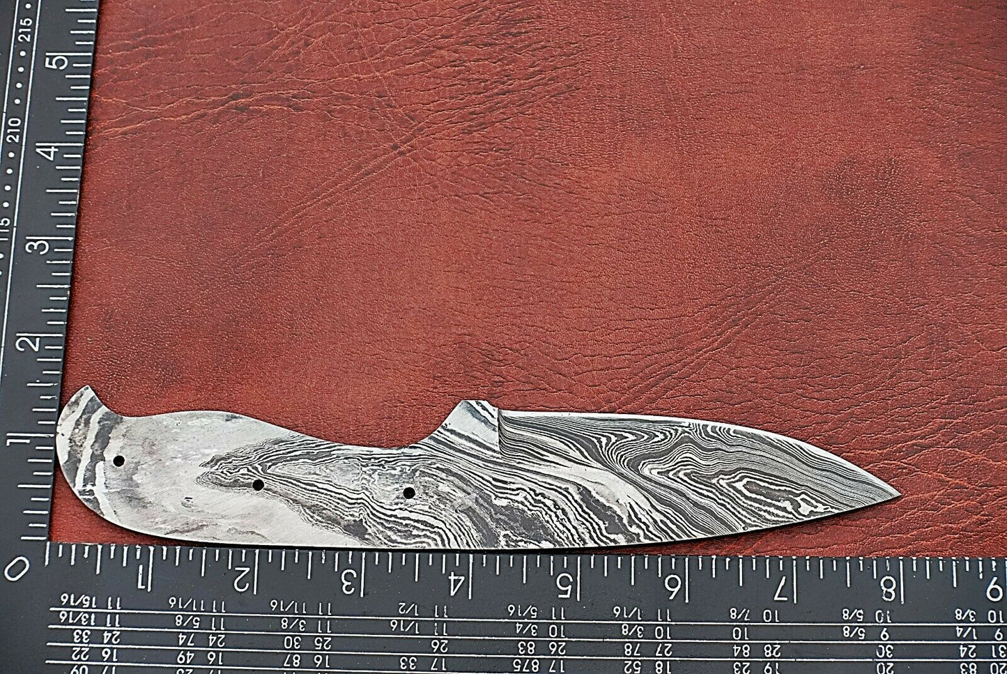 8" drop point Damascus steel blank blade pocket knife with 3.75" cutting