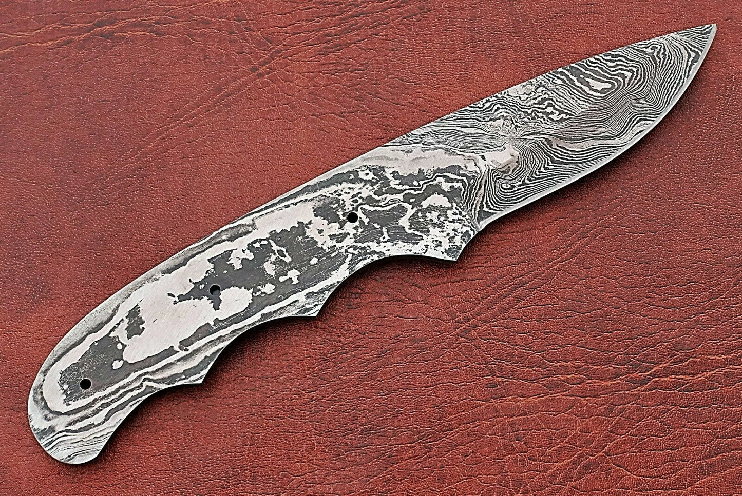 8" drop point blank blade, hand forged Damascus steel knife with 3.25" cutting