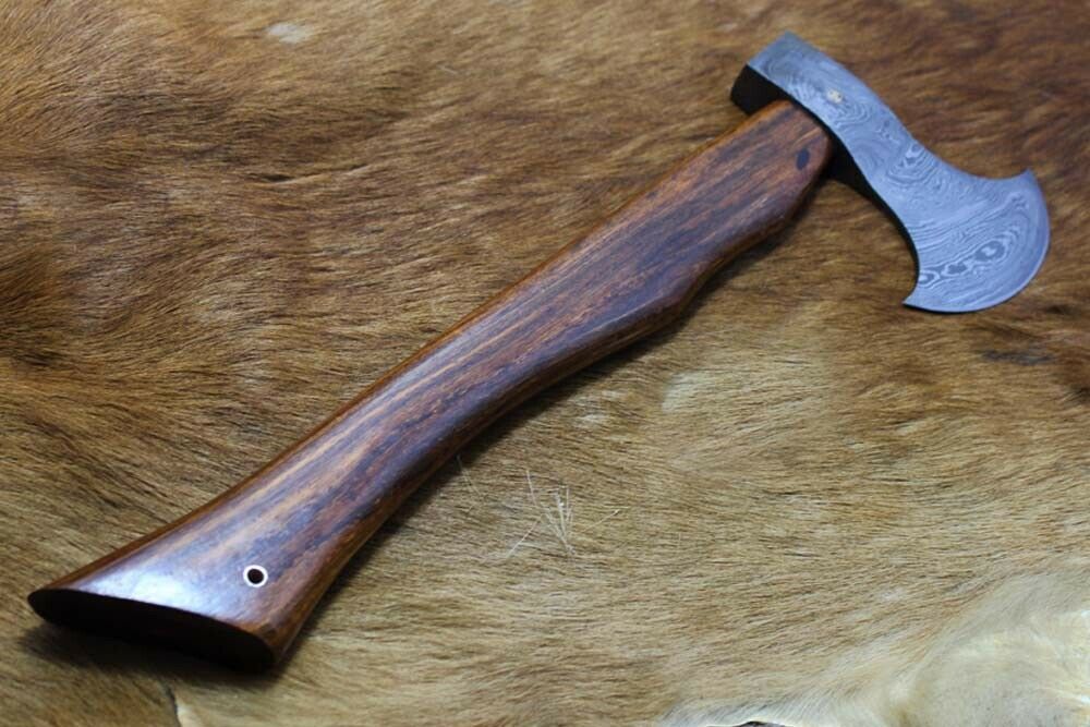 Damascus steel Timmerbila axe, 15 Inches long Log splitter Axe with Cow sheath
