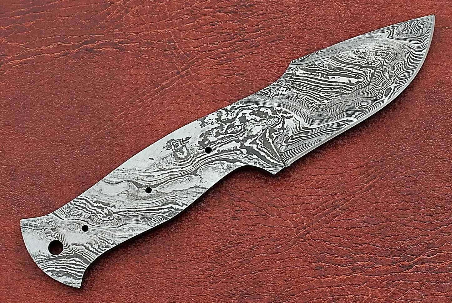 8" clip point Damascus steel blank blade pocket knife with 3.5" cutting