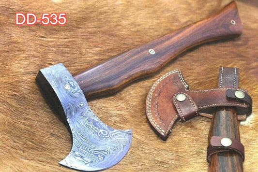 Damascus steel Timmerbila axe, 15 Inches long Log splitter Axe with Cow sheath