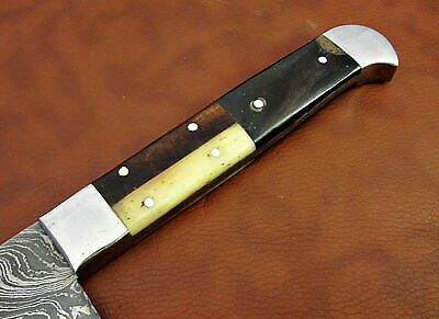 15" long Damascus steel Salmon Knife 9" cutting edge, 6" long Multi color scale