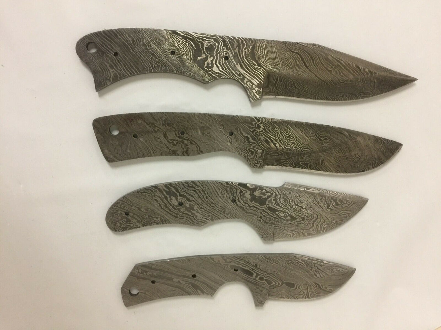 4 pieces blank blade set, over 32" long hand forged Damascus steel knives
