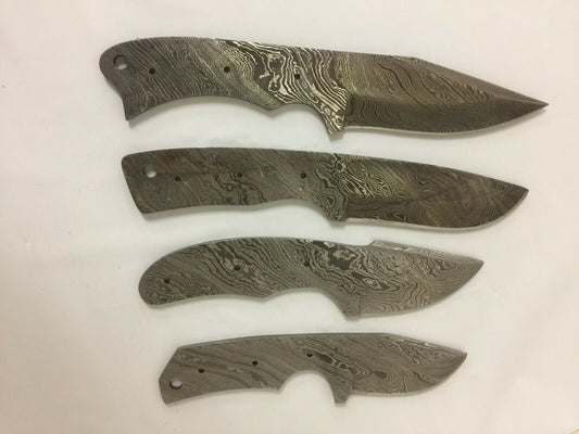4 pieces blank blade set, over 32" long hand forged Damascus steel knives