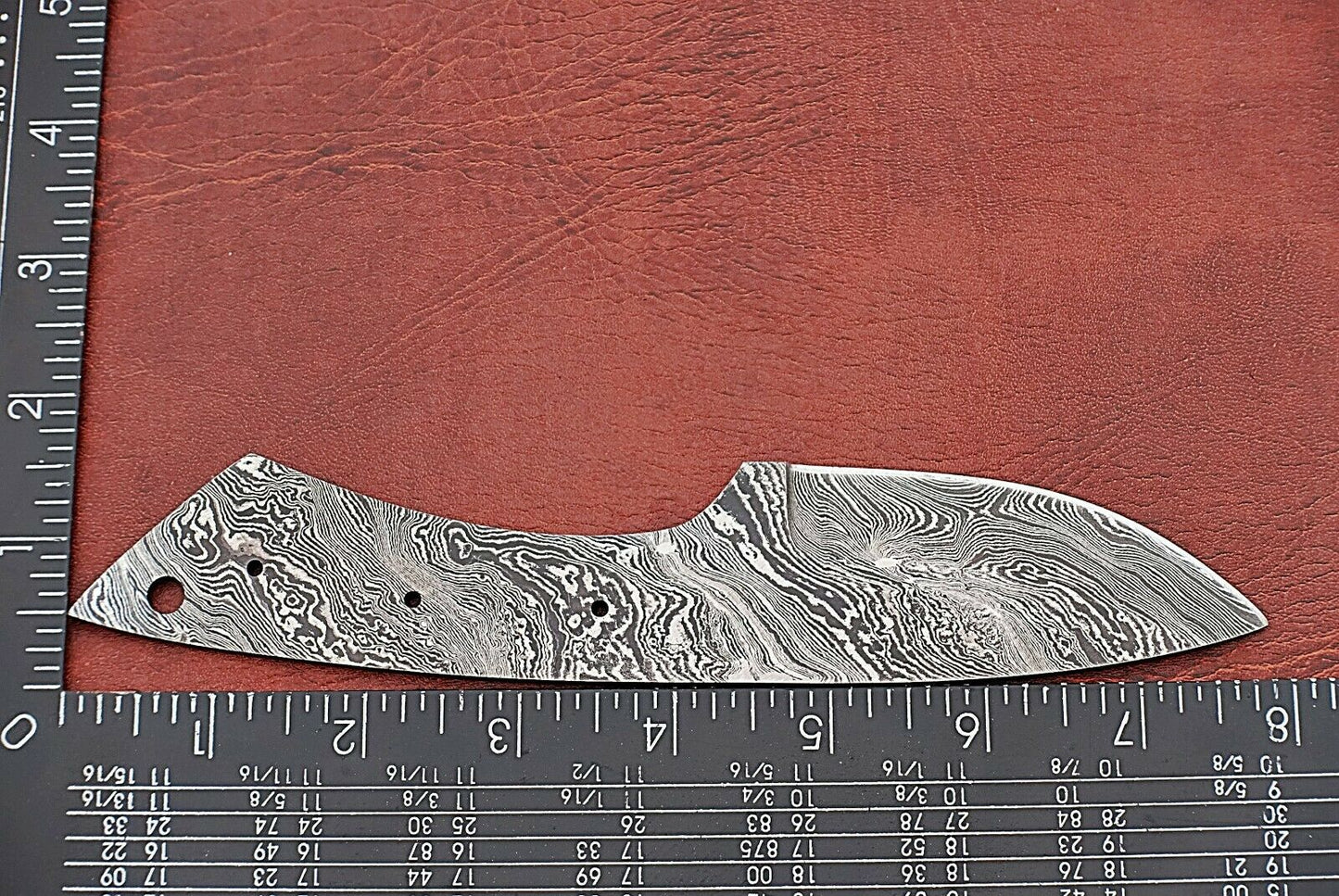 7.75" drop point Damascus steel blank blade pocket knife with 3.5" cutting edge