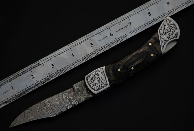 10 pieces 8.5 and 7.5" Damascus steel back lock folding knife set with Sheath