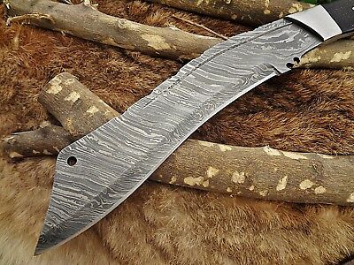 15" long Damascus steel Eagle Kukri Knife, 10" full tang blade, Leather sheath