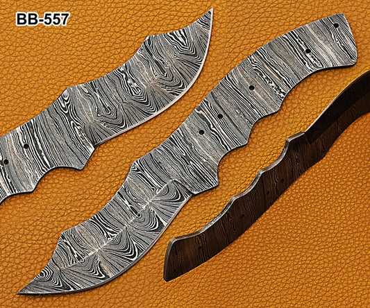 9 inches Long Hand Forged Ladder Pattern Damascus Steel Dao Blade Skinning Knife, 4.5" finger serrated Scale Space. 4.25 inches Cutting Edge