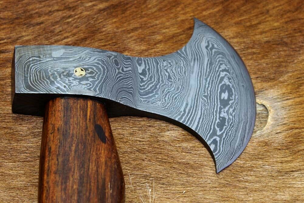 Damascus steel Timmerbila axe, 15 Inches long Log splitter Axe with Cow sheath