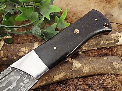 15" long Damascus steel Eagle Kukri Knife, 10" full tang blade, Leather sheath