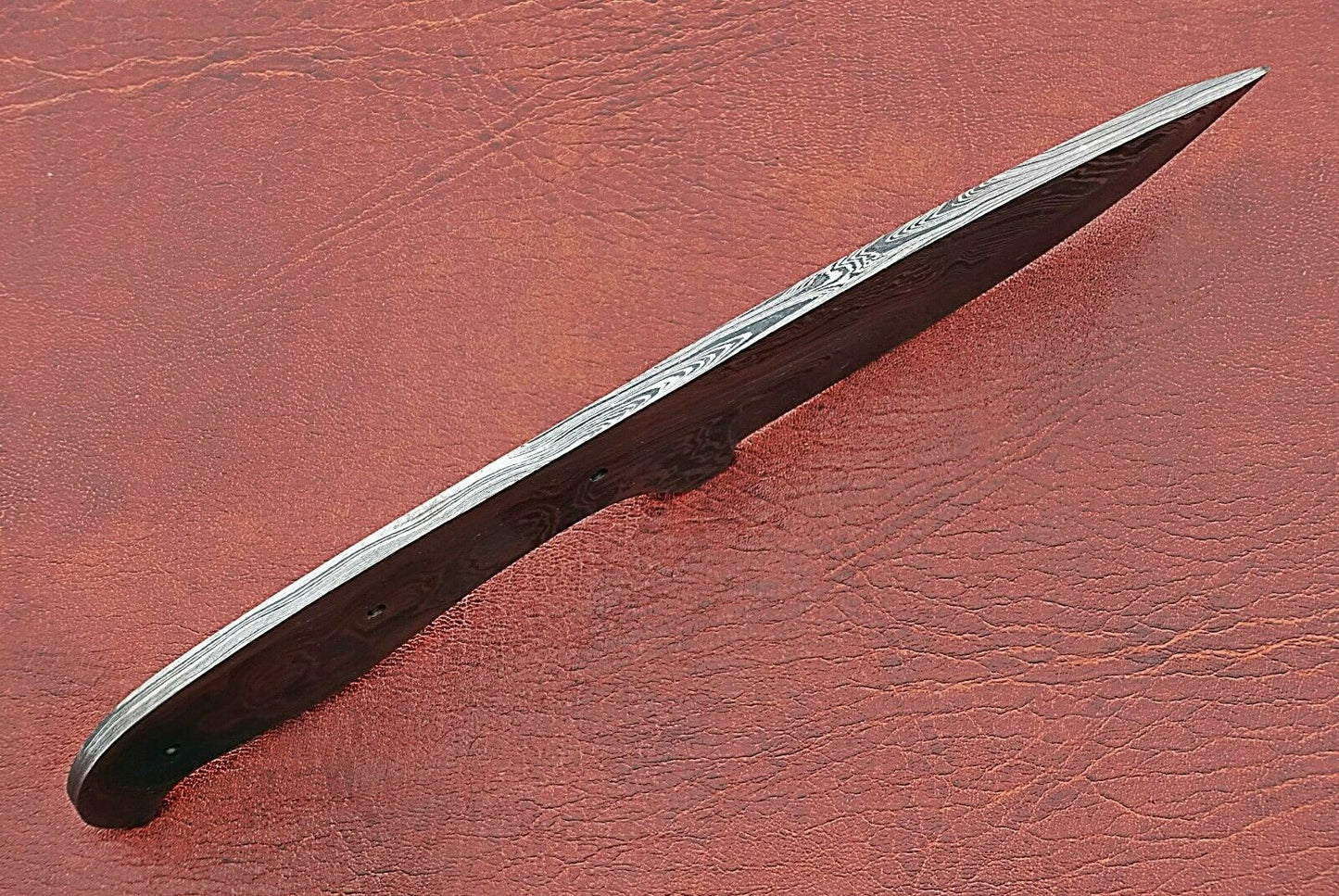 8" drop point Damascus steel blank blade pocket knife with 3.75" cutting