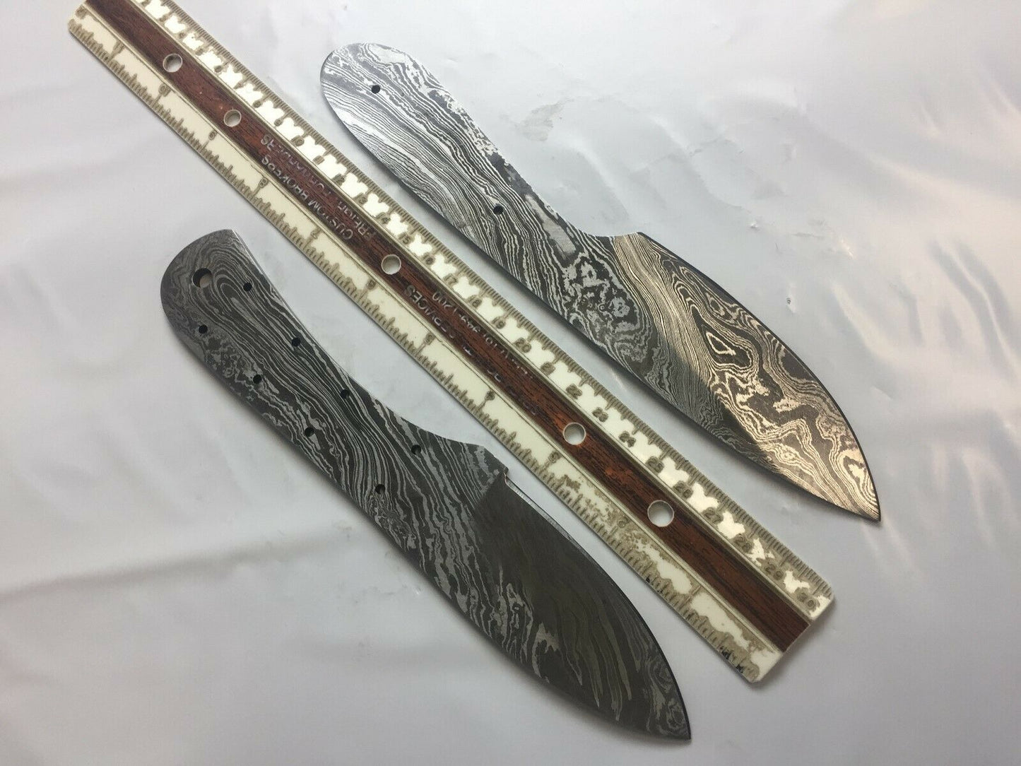 2 pieces Damascus steel blank blade set 8.5" and 8" long hand forged steel