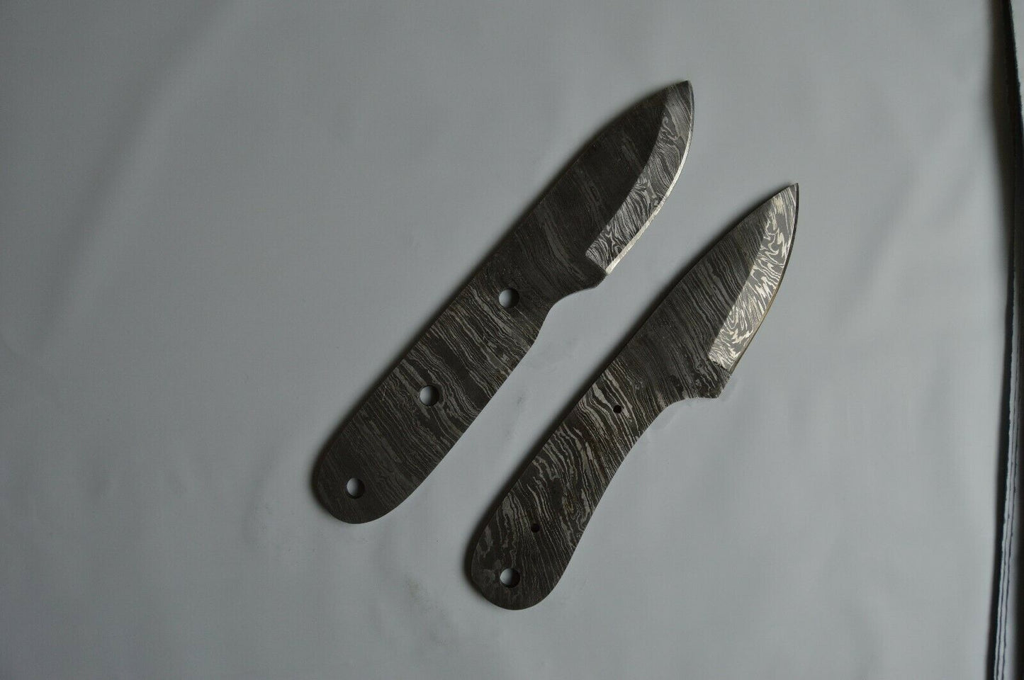 2 pieces Damascus steel blank blade set 8.5" and 8" long hand forged steel