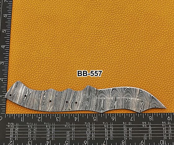 9 inches Long Hand Forged Ladder Pattern Damascus Steel Dao Blade Skinning Knife, 4.5" finger serrated Scale Space. 4.25 inches Cutting Edge