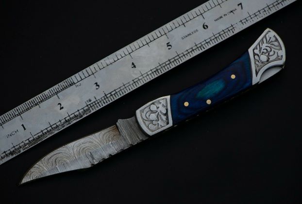 10 pieces 8.5 and 7.5" Damascus steel back lock folding knife set with Sheath