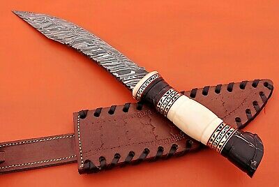 13" custom made Nessmuk hunting knife, Hand crafted scale, Leather sheath