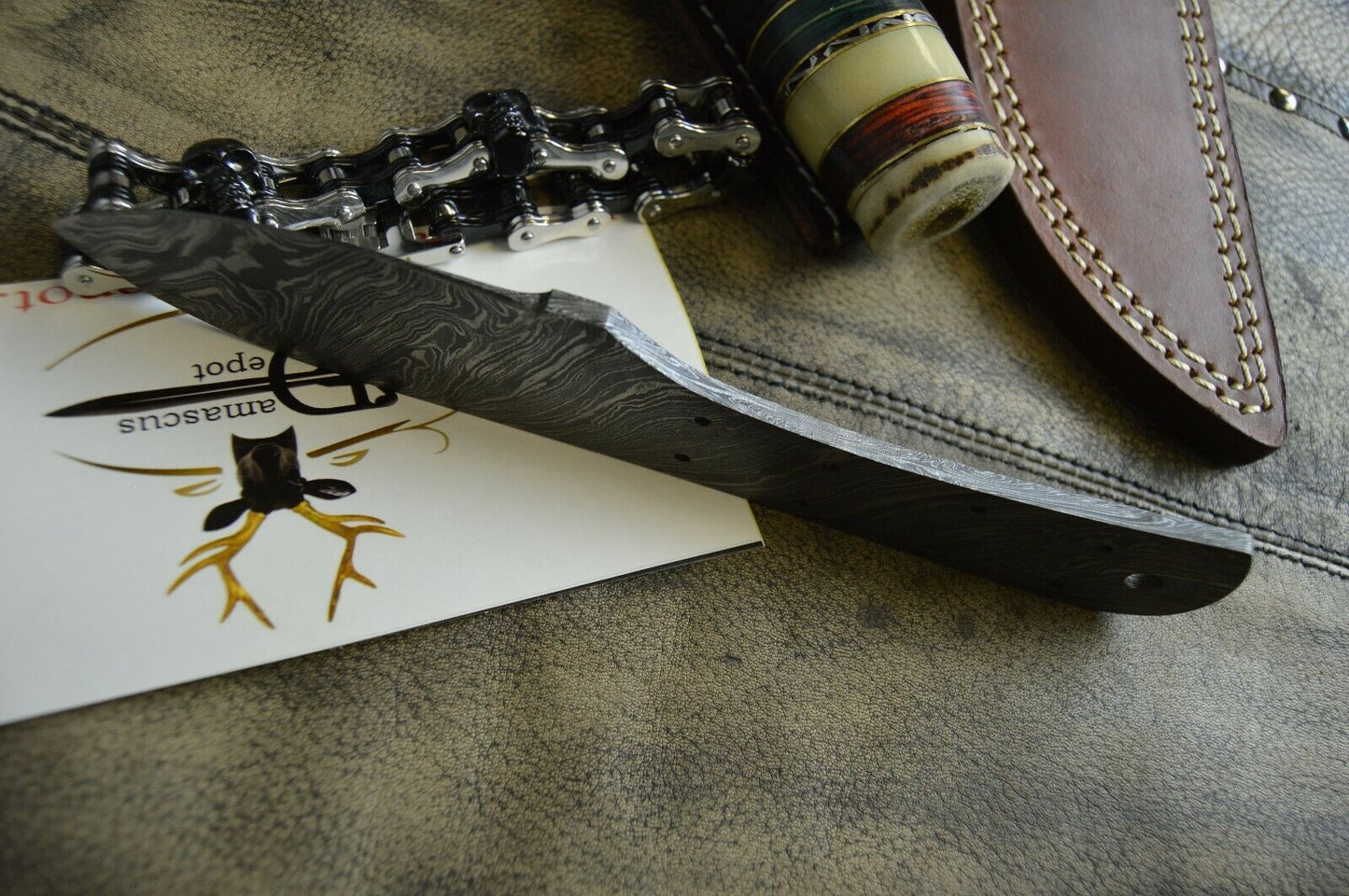 2 pieces Damascus steel blank blade set 8.5" and 8" long hand forged steel