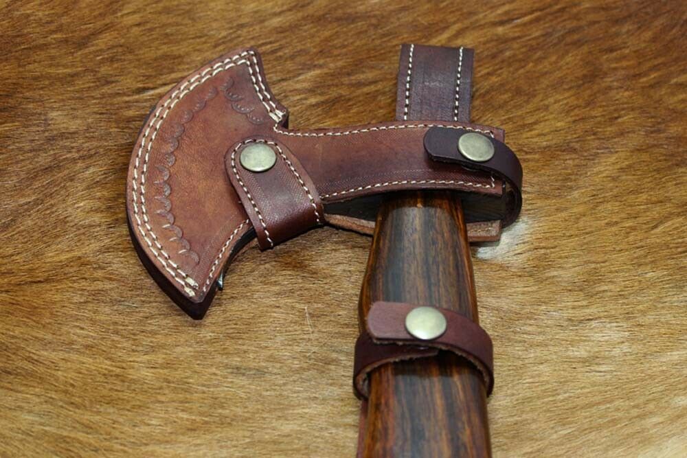 Damascus steel Timmerbila axe, 15 Inches long Log splitter Axe with Cow sheath