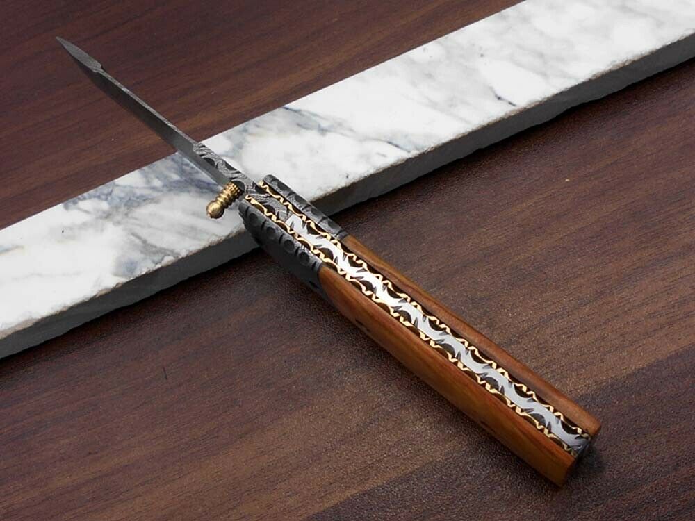 7.5" Damascus steel tanto folding knife With sheath, 4 colors lot