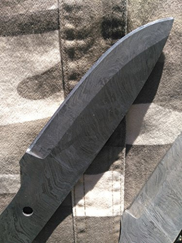10 inches long hand forged Damascus steel blank blade skinning knife with 3 screws space 4.5 inches cutting edge