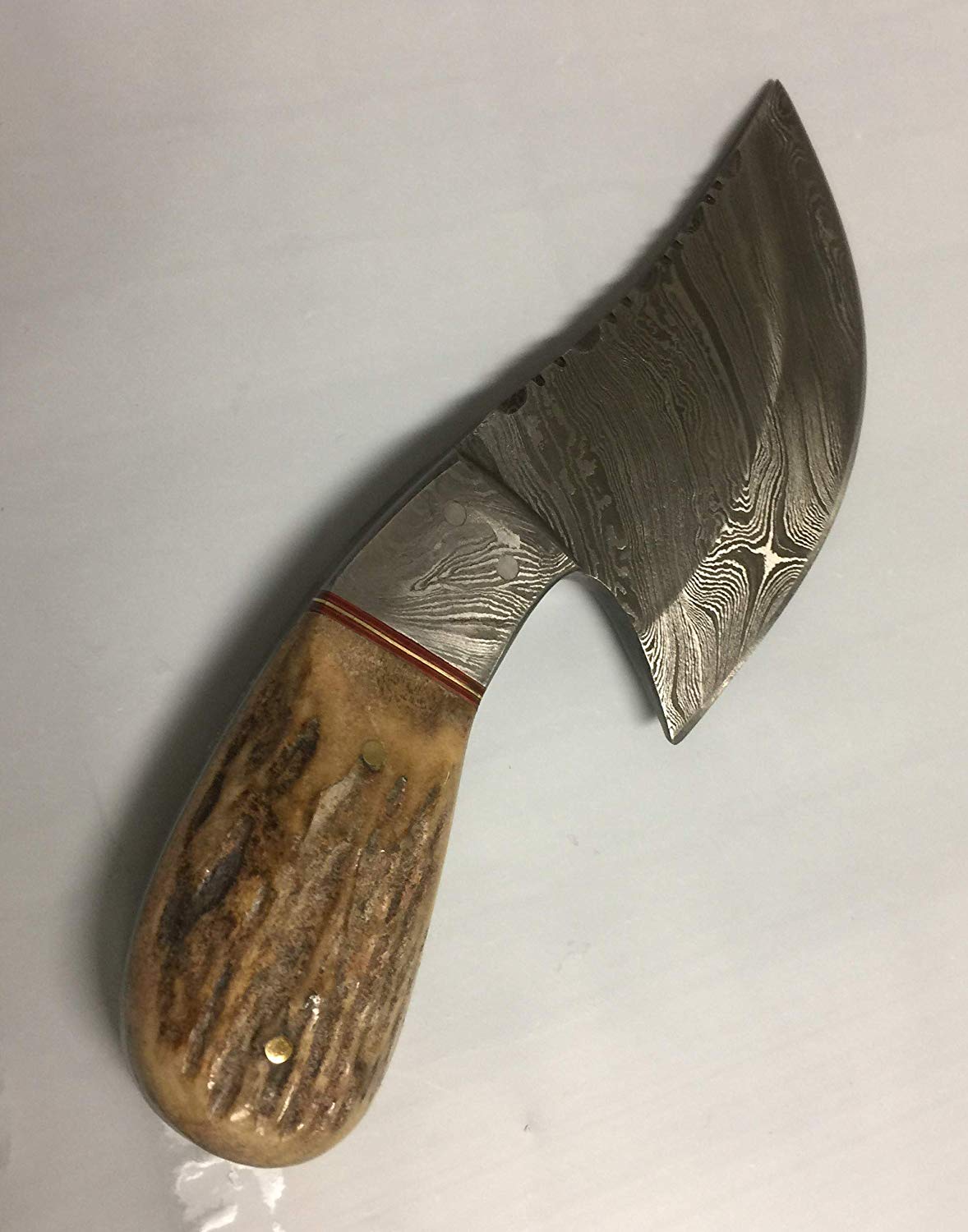 7" long Hand Forged Damascus Steel wide blade Pocket Knife with 3.5" cutting edge, available in 4 Natural scales, Includes Cow leather sheath