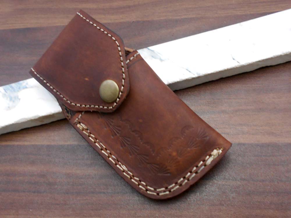 8" long Damascus steel custom made Folding Knife with pocket clip, Available in various scales option with Damascus, 3.5" Damascus steel blade with Liner lock, Includes Cow hide leather sheath