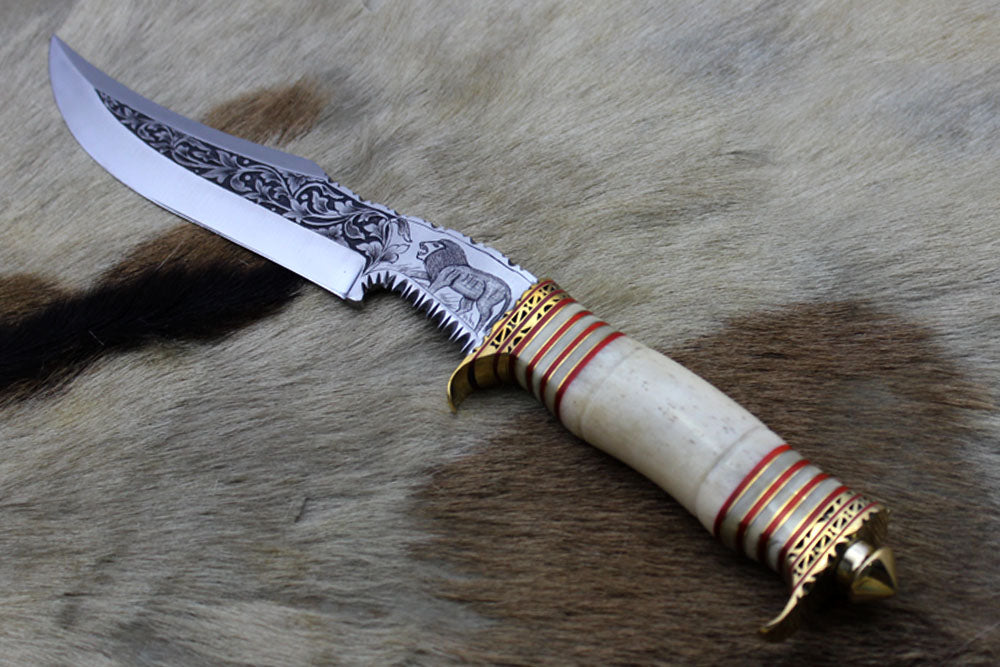 13" Long Damascus Dagger hand forged Knife 7" dual cutting edge exotic Rose wood scale crafted with engraved brass & fiber spacing, sheath