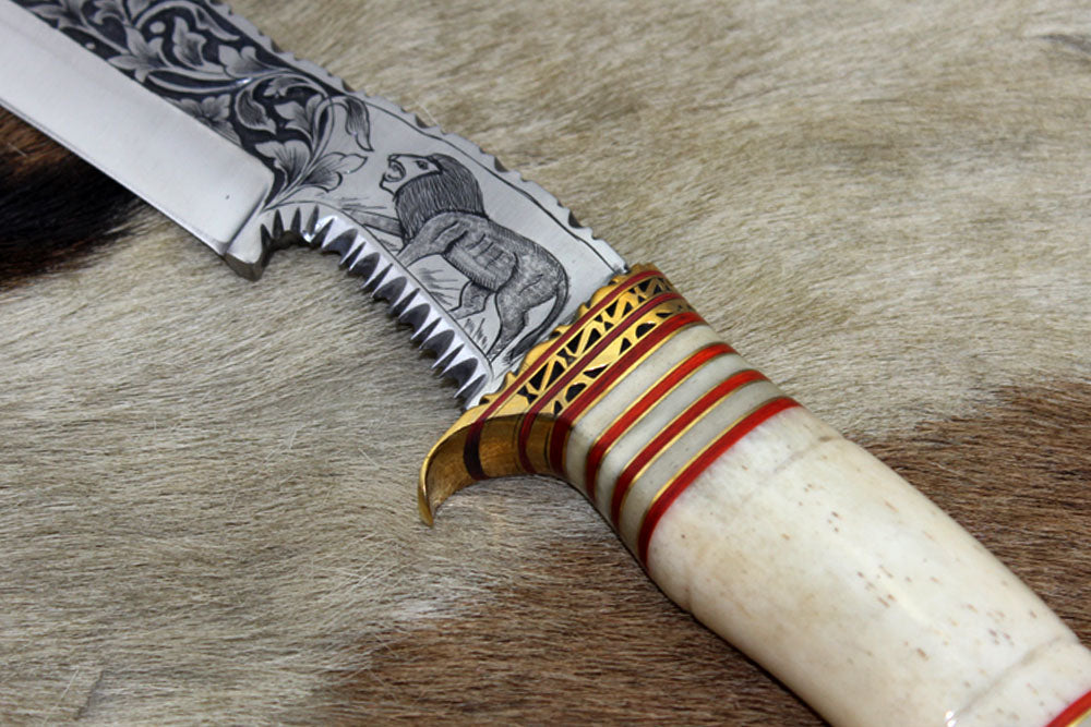 13" Long Damascus Dagger hand forged Knife 7" dual cutting edge exotic Rose wood scale crafted with engraved brass & fiber spacing, sheath