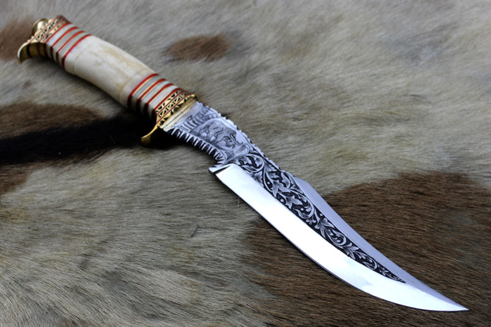 13" Long Damascus Dagger hand forged Knife 7" dual cutting edge exotic Rose wood scale crafted with engraved brass & fiber spacing, sheath