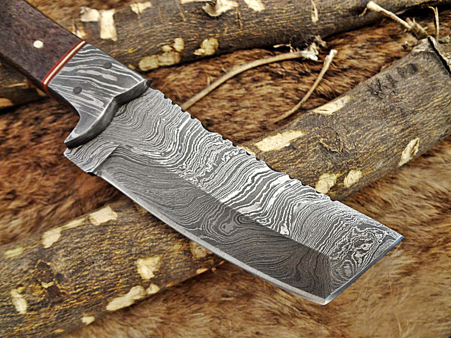 8" Long hand forged Damascus steel full tang Tanto blade pocket Knife, Available in 3 scales, includes Cow leather sheath