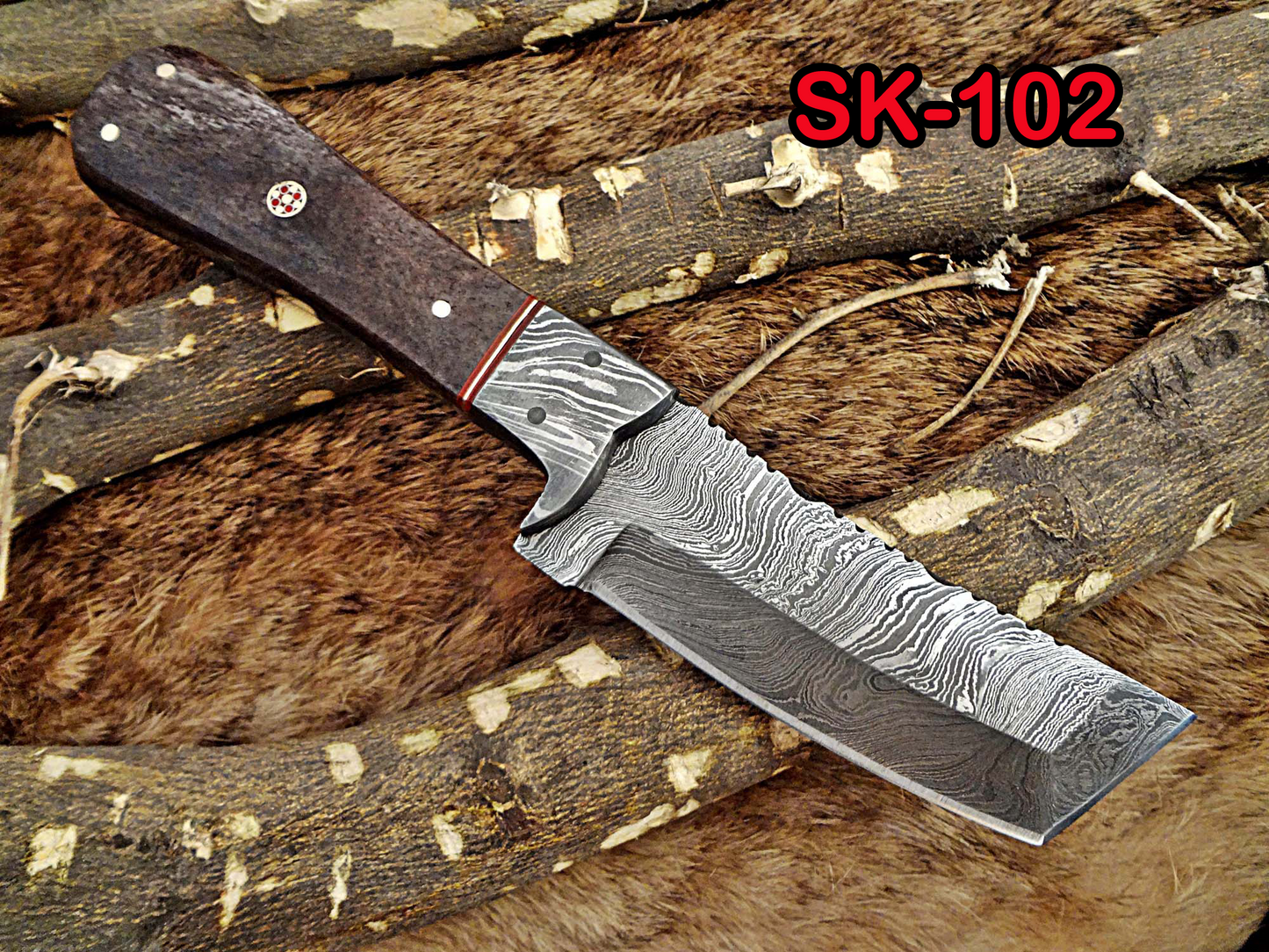 8" Long hand forged Damascus steel full tang Tanto blade pocket Knife, Available in 3 scales, includes Cow leather sheath