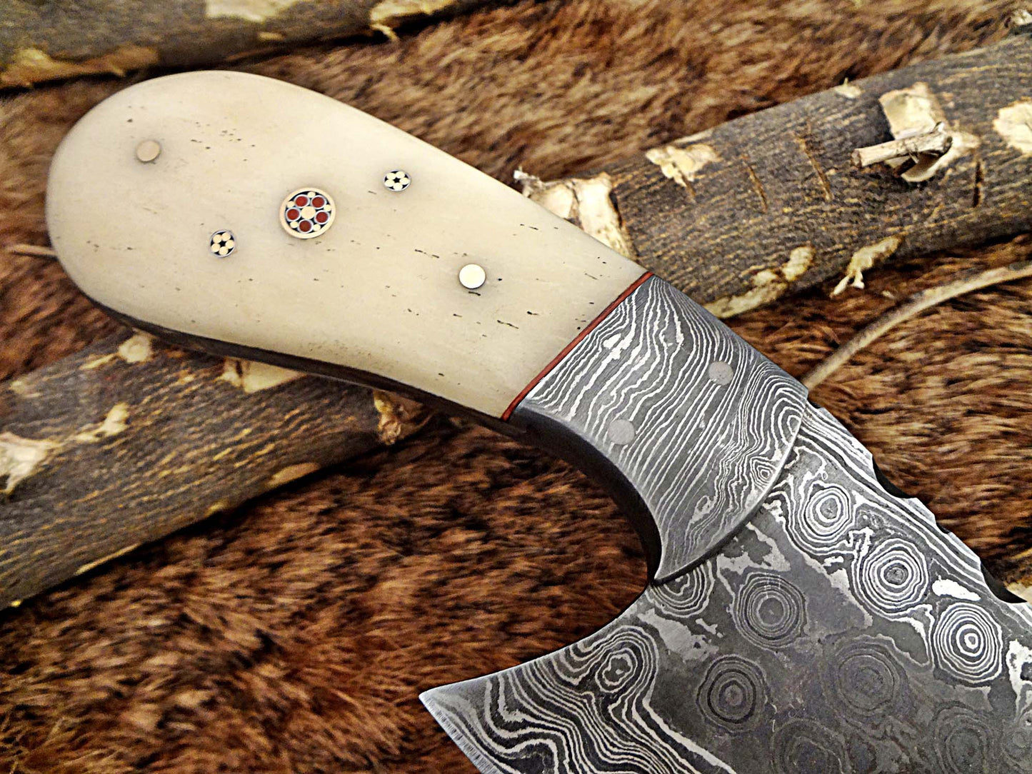 7" long Hand Forged Damascus Steel wide blade Pocket Knife with 3.5" cutting edge, available in 4 Natural scales, Includes Cow leather sheath