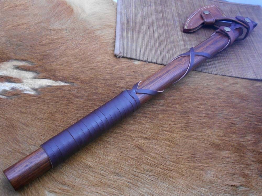 Hand forged Carbon steel Tomahawk Godzilla Axe, Hunting Axe, hiking battle axe Rose wood scale