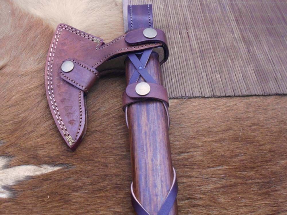 Hand forged Carbon steel Tomahawk Godzilla Axe, Hunting Axe, hiking battle axe Rose wood scale