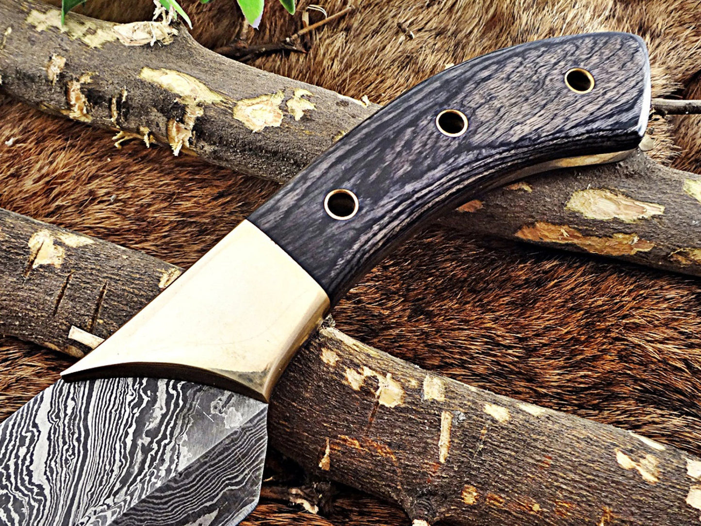 13.5 Inches long custom made Damascus steel slicer kitchen chef Knife 8" full tang blade Black Dollar Wood scale with brass bolster