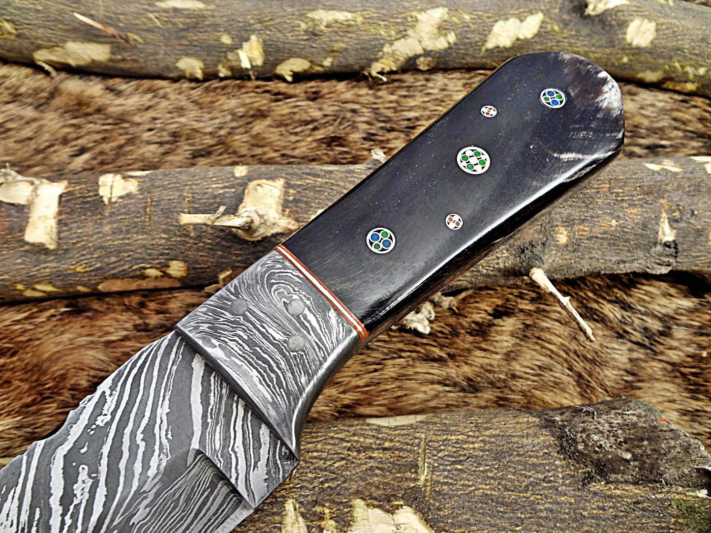 8" Long hand forged Damascus steel full tang Tanto blade pocket Knife, Available in 3 scales, includes Cow leather sheath