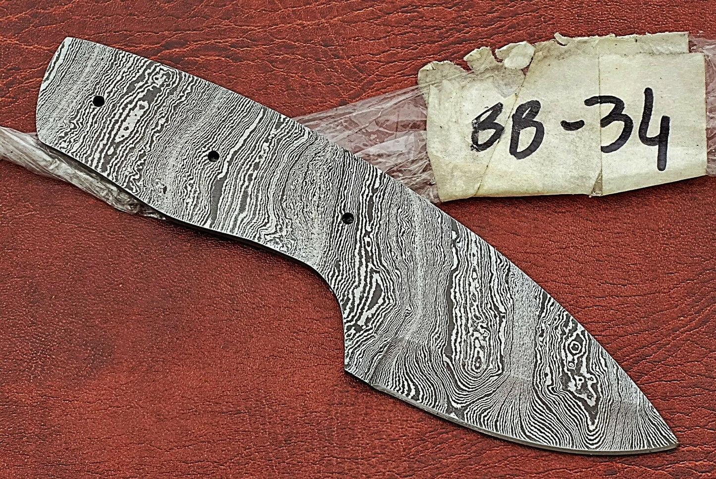 6.5" spear point Damascus steel blank blade pocket knife with 2.5" cutting edge