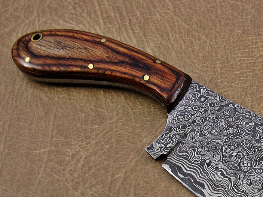 9.5" hand forged rain drop pattern Damascus steel Butcher knife, Meat cleaver, Walnut wood scale, Rain drop pattern Damascus Steel 3 mm blade