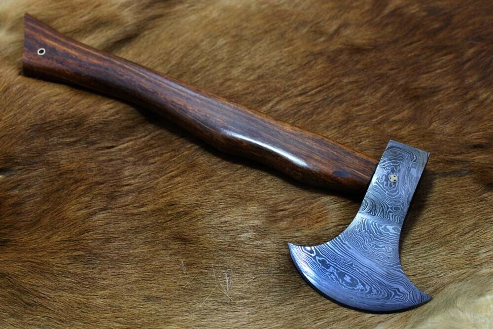 Damascus steel Timmerbila axe, 15 Inches long Log splitter Axe with Cow sheath