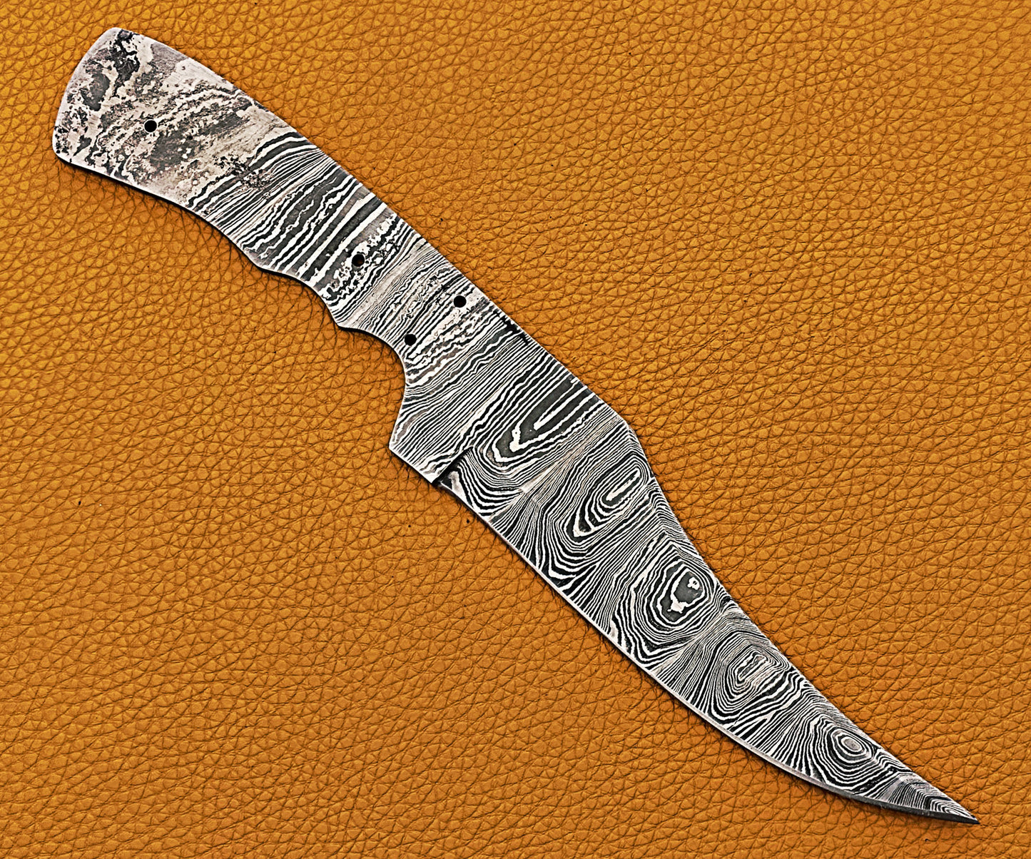 10.5 inches Kukri Point Blade Skinning Knife, Hand Forged Twist Pattern Damascus Steel Blank Blade, 6 inches Blade with 5.5" Cutting Edge, 4.5" Scale Space with 4 pin Hole