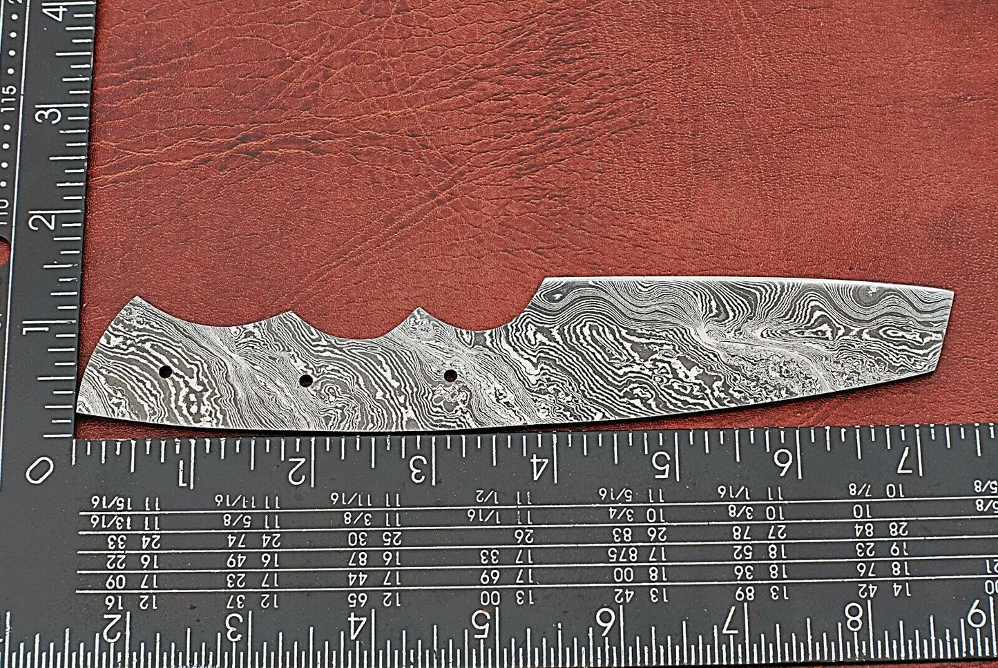 7.5" long hand forged Damascus steel sheeps foot blank blade, 3.5" cutting edge