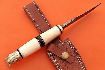 10" trailing point blade custom skinning knife with eagle pomel, Leather sheath