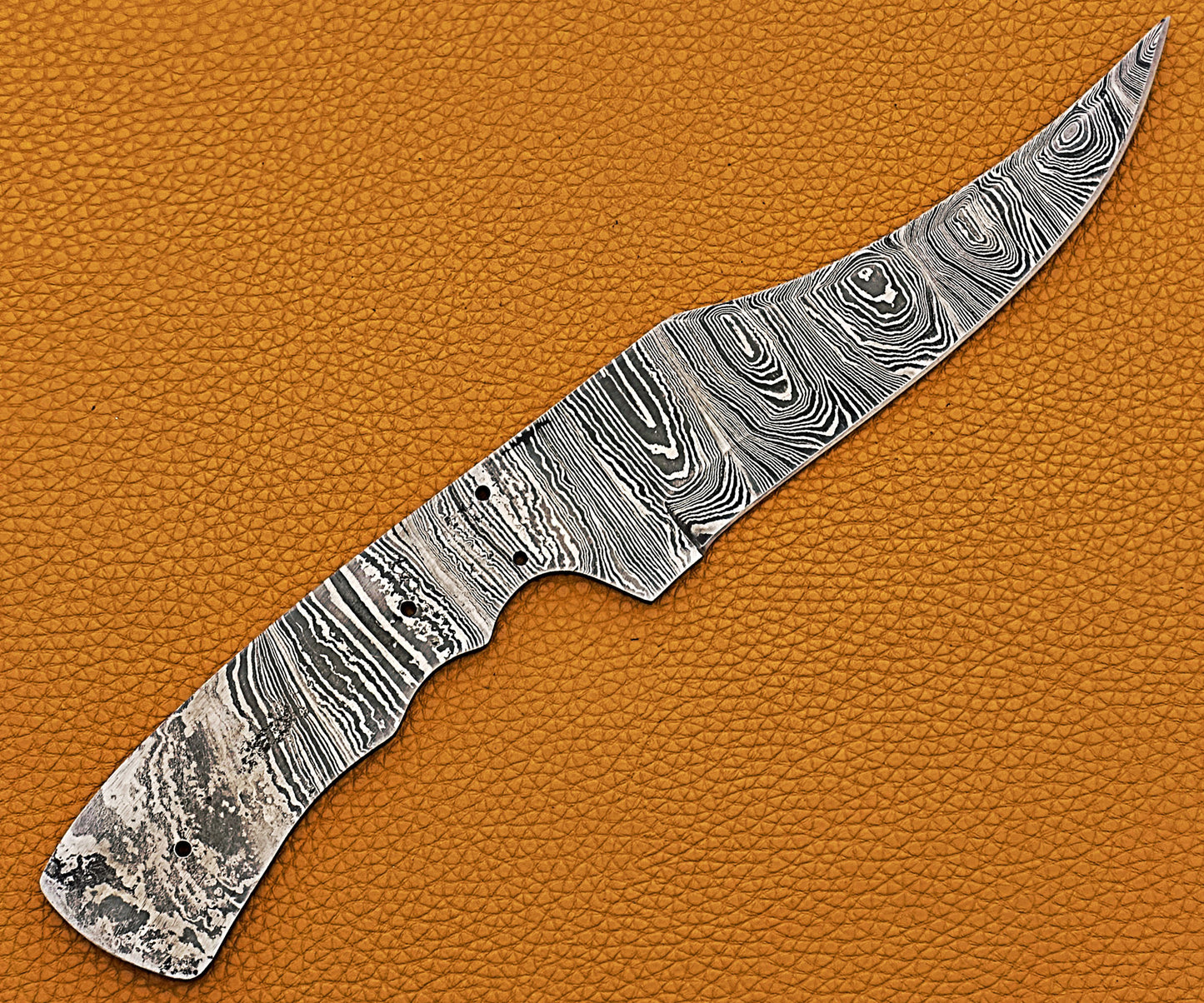 10.5 inches Kukri Point Blade Skinning Knife, Hand Forged Twist Pattern Damascus Steel Blank Blade, 6 inches Blade with 5.5" Cutting Edge, 4.5" Scale Space with 4 pin Hole