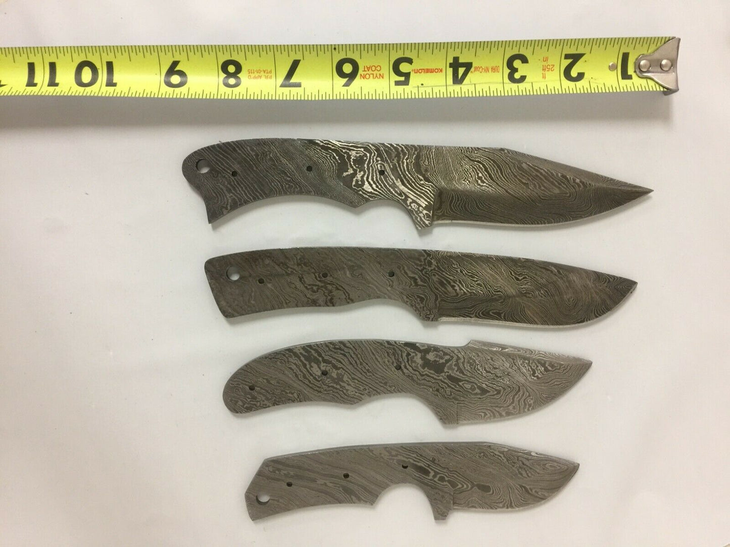 4 pieces blank blade set, over 32" long hand forged Damascus steel knives