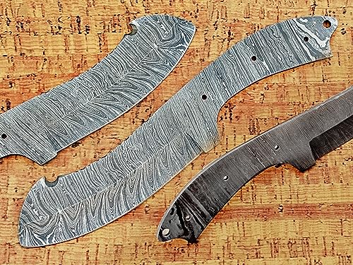 9.5 inches long Damascus steel Nessmuk blade skinning knife, knife making supplies, Hand forged Twist pattern Damascus steel blank blade skinning knife, 4.75" cutting edge, 4.5" scale space