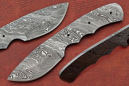 6.75" spear point Damascus steel blank blade pocket knife with 3.25" cutting