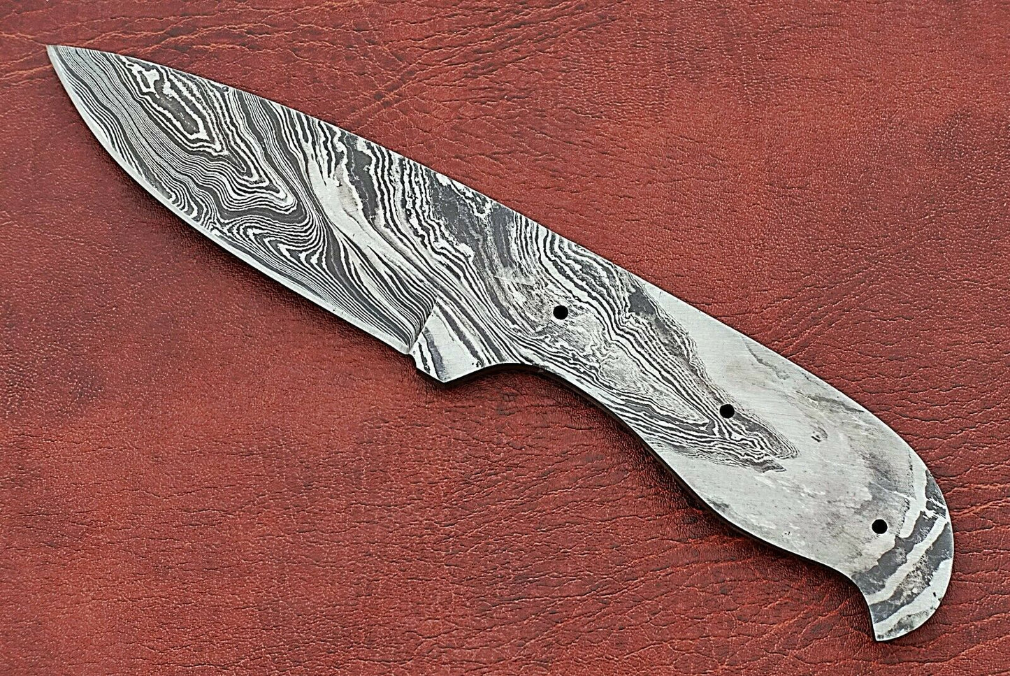 8" drop point Damascus steel blank blade pocket knife with 3.75" cutting