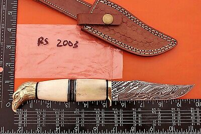 10" trailing point blade custom skinning knife with eagle pomel, Leather sheath