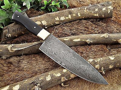 10" long Damascus Steel kitchen Knife full tang 5.5" long Hand Forged blade